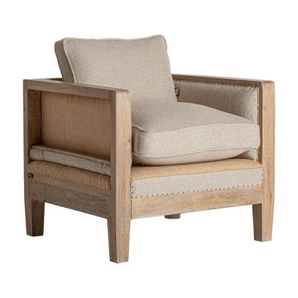 Sillón Abedul Tonos Marrón Lino Yute 74X80X87 Confort