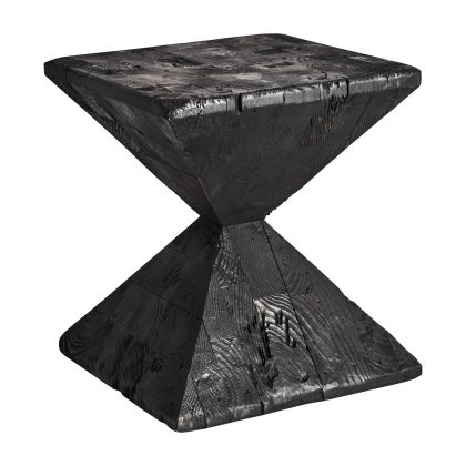 Reclaimed Wood Side Table Black, 40 Cm