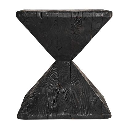 Mesa Auxiliar Madera Recuperada Negro, 40 Cm