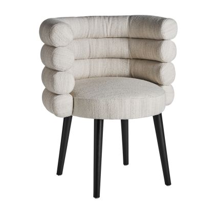Silla Tejido Blanco Roto Acero Negro Semiesferas, 80 Cm