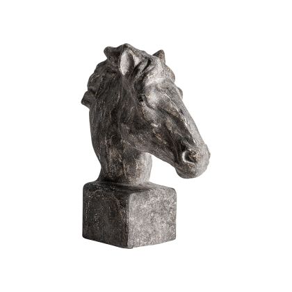 BUSTO Cabeza Caballo Resina Gris