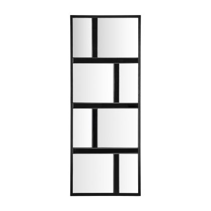 Espejo Ventanas Hierro Madera Negro Rectangular, 182 Cm
