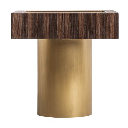 Mesa Auxiliar Cheb Madera Pino Acero Oro/Marrón, 50 Cm