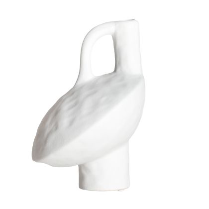 Jarrón BLECK Blanco Cerámica Pajaro, 24 Cm