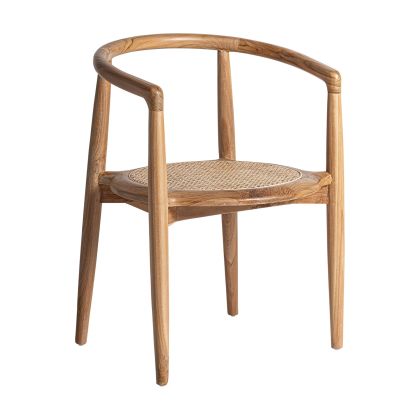 Silla Madera Teka Tonos Marrón Ratán, 78 Cm