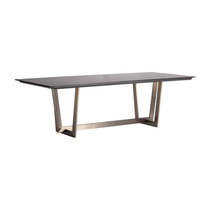 MESA COMEDOR Piedra negro Acero Oro