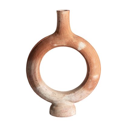 Jarrón Arcilla Marrón Claro Envejecido, 38 Cm