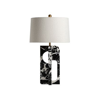 Lámpara Sobremesa Mármol Algodón Negro Blanco, 47 Cm