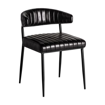 Silla Piel Negra Hierro Negro Home, 76 Cm
