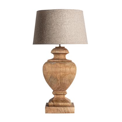 Lámpara sobremesa Mango Natural Tallado Algodón, 106 Cm