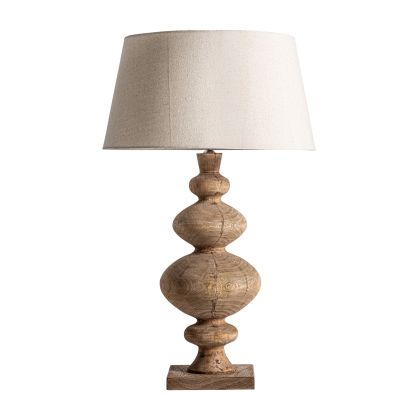 Lámpara Sobremesa Madera Marrón Tallado, 78 Cm