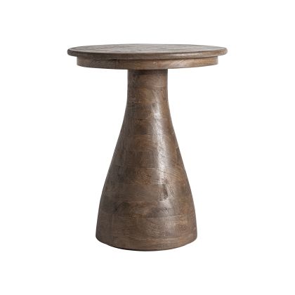 Mesa Auxiliar Madera Marrón Redonda, 50 Cm