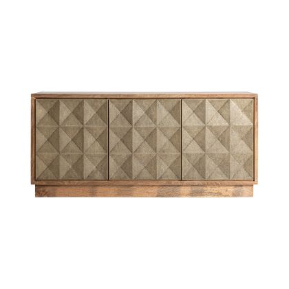 Aparador Marrón Oro Mango Latón 3 Puertas, 170 Cm