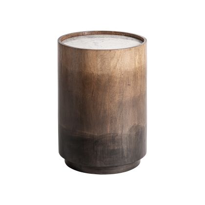 Mesa Auxiliar Mango Mármol Tonos Marrón, 60 Cm