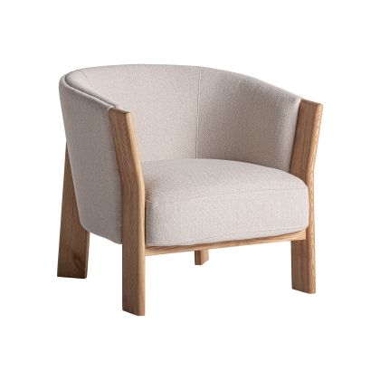 Sillón 70X69X69  Roble Marrón Tejido Beige Ergonómico