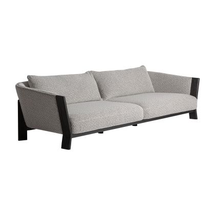 Sofá Madera De Roble Tejido Gris 4 Plazas, 254 Cm