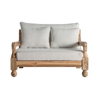 Sofá Madera Reciclada Tejido Beige 2 Plazas, 138 Cm