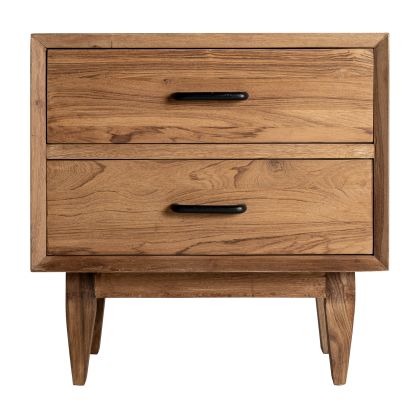 Mesita De Noche Madera Recuperada 2 Cajones, 61 Cm
