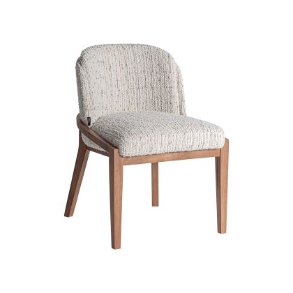 Silla Madera Caucho Marrón Tejido Blanco 62X60X83 Salón