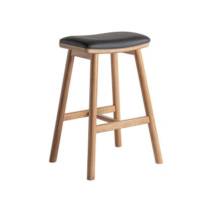 Taburete Madera tonos marrón Tejido Negro Bar, 68 Cm