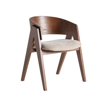 Silla Roble Marrón Tejido Beige 57X63X79 Salón