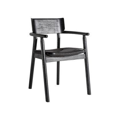 Silla Madera Negro Mate Fibras Naturales 54X54X79 Color negro 