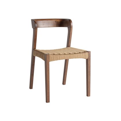 Silla Madera Marrón Asiento Fibra 53X48X76 Natural Trenzado 
