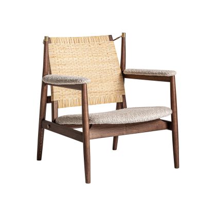 Sillón 76x77x84 Madera Marrón Ratán Natural Tejido Beige
