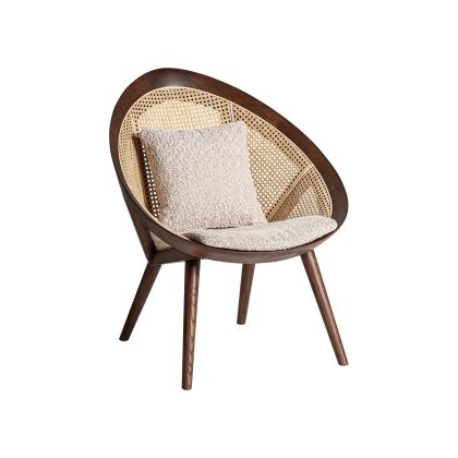 Sillón Madera Fresno Tonos Marrón 70x80x88 Ratán