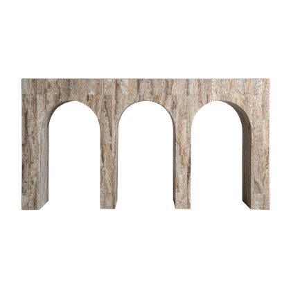 Consola Madera Travertino Tonos Marrón, 150 Cm