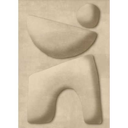 Cuadro contemporáneo con marco de madera de pino y lona efecto 3D en tono beige.