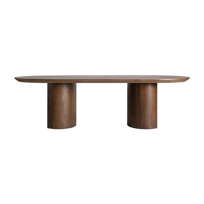 Oak Wood Dining Table Brown Rectangular 270X120X75 Living Room