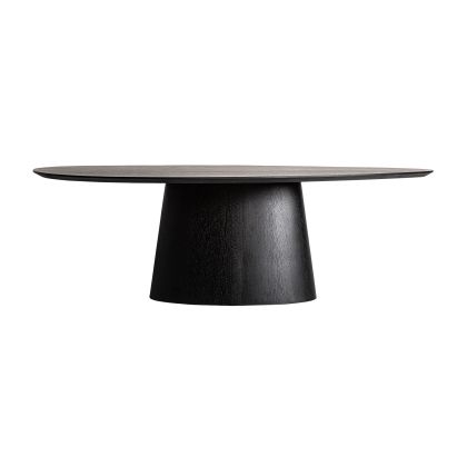 Mesa Comedor Madera Roble Negro 240X120X76 Ovalada