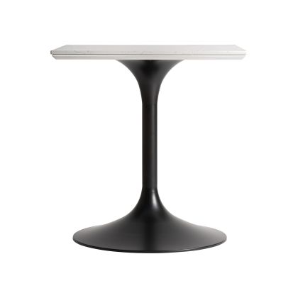 Mesa Bar Porcelánico Blanco Acero Negro Cuadrada, 75 Cm