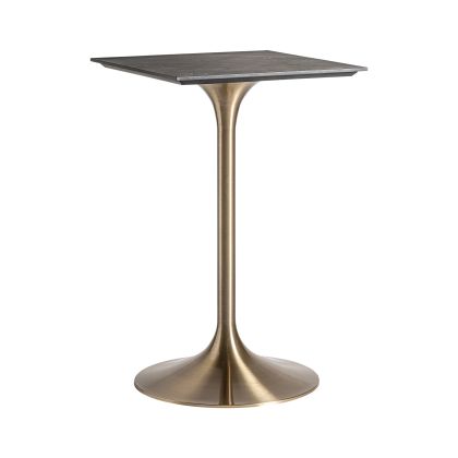 Mesa Bar Acero Oro Porcelánico Negro, 105 Cm