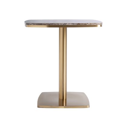 Mesa Bar Mármol Marrón Acero Oro, 70 Cm