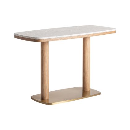 Mesa Bar Roble Natural Acero Oro, 120 Cm