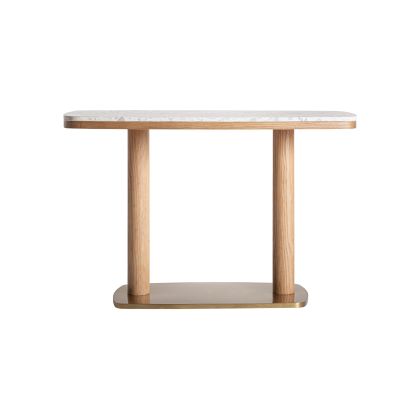 Natural Oak Gold Steel Bar Table, 120 Cm