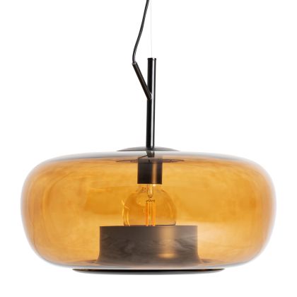 Lámpara De Techo Cristal Marrón Hierro Negro, 44 Cm