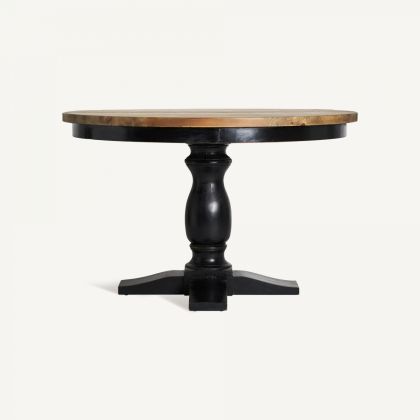 Mesa Comedor Redonda Monopie Negro Tapa Olmo, 120 Cm
