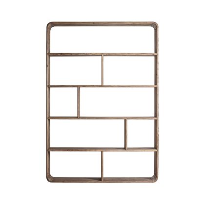 Light Brown Recycled Wood Bookcase 9 Compartments, 200 Cm