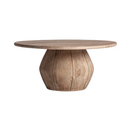Mesa de centro contemporánea en madera de mango marrón claro.