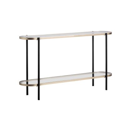 Consola Hierro Oro Negro Cristal Ovalada, 150 Cm