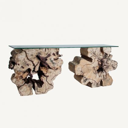 Consola Madera Tropical Marrón Claro Cristal, 200 Cm