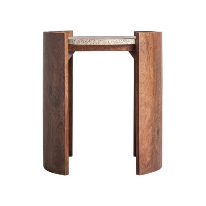 Mesa auxiliar tivoli trevertino beige madera marrón Mesa auxiliar tivoli trevertino beige madera marrón