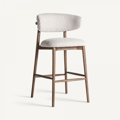 Taburete Madera Marrón Tapizado Granular Beige, 105 Cm