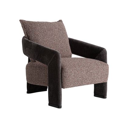 Sillón Madera Pino Tejido Marrón Jaspeado, 68 Cm
