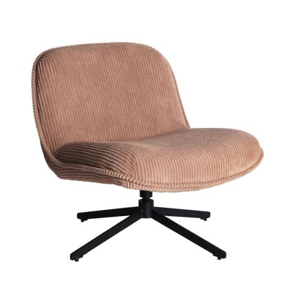 GIGNAC Swivel Armchair Wood Orange Corduroy Iron, 76 Cm