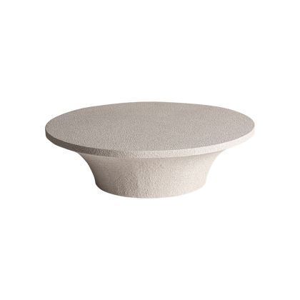 Mesa Centro Cemento Rugoso color Beige Redonda, 130 Cm