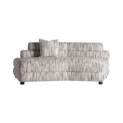 Modular Sofa Marbled White Fabric Black Wood, 195 Cm